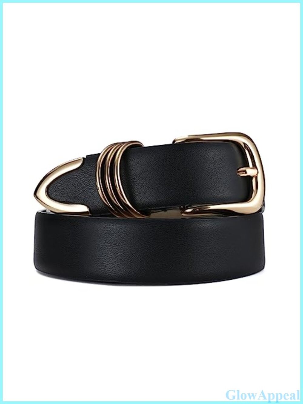 Faux Leather Women's Belt with Gold Buckle & 3 Decorative Rings